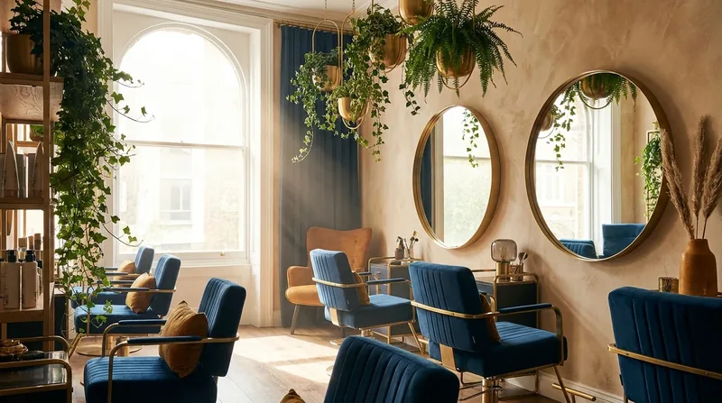 Modern salon interior with styling chairs and round mirrors, How to Open a Massage Therapy Business in Louisiana