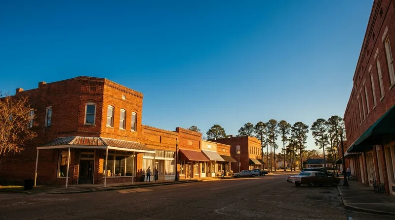 A North Louisiana downtown street with historic red-brick buildings, Monroe and Ouachita Parish Business License
