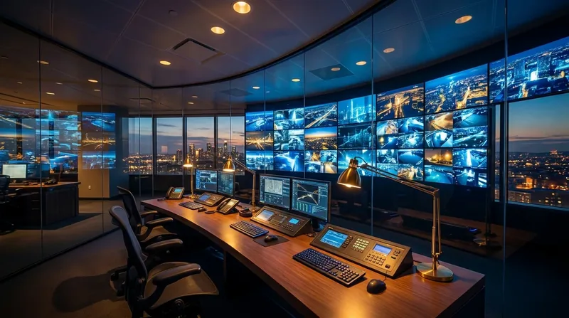 Security operations desk with a wall of camera monitors, How to Start a Security Company in Louisiana